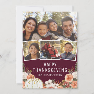 4 Photo Happy Thanksgiving Holiday Card