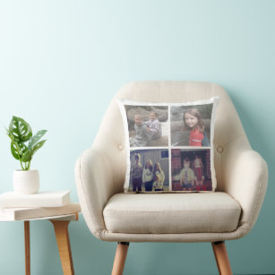 4 Photo Instagram Collage with White Background Cushion