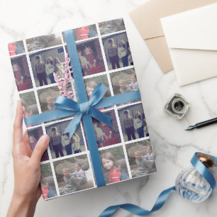 4 Photo Instagram Collage with White Border Wrapping Paper