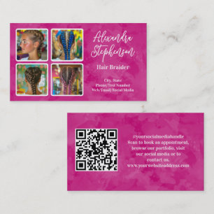 4 Photo Instagram Hair Braider Braiding QR Code Business Card