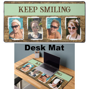 4 photo keep smiling brown green desk mat