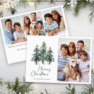 4 PHOTO Minimalist Christmas Tree Greeting Holiday Card