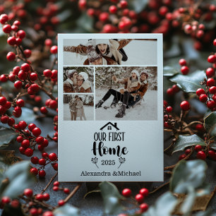4 Photo Minimialist Christmas Our First Home Holiday Card
