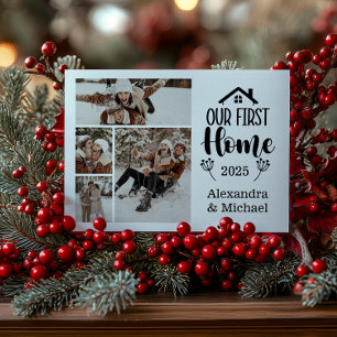 4 Photo Minimialist Christmas Our First Home Holiday Card