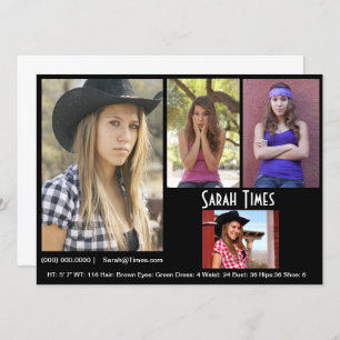 4 Photo Model Actor Comp Card Black Template