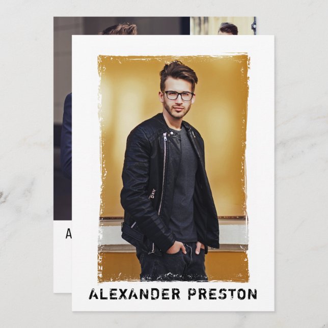 4 Photo Model Actor Comp Card Grunge 5.5x7.5 (Front/Back)