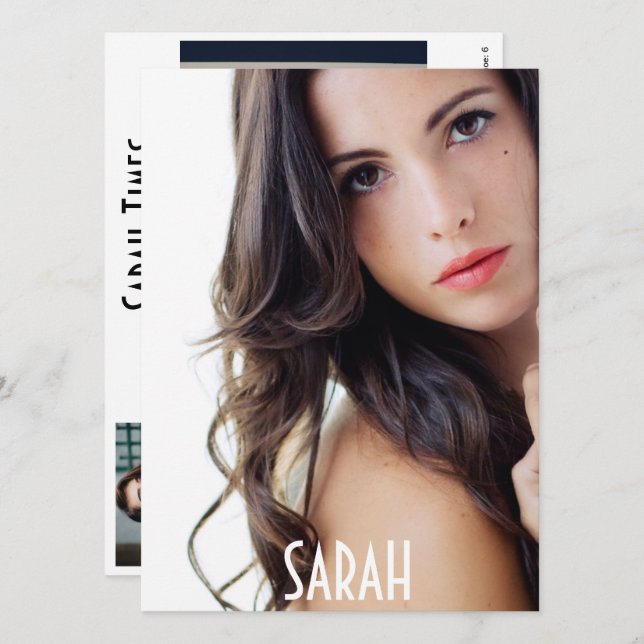 4 Photo Model Headshot Comp Card White Template (Front/Back)