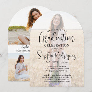 4 Photo Modern Script Overlay Graduation Party Invitation