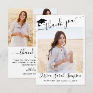 4 PHOTO Modern Simple Minimalist Graduation Thank You Card