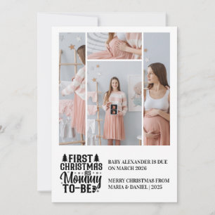 4 Photo Mommy to be Christmas Pregnancy  Holiday Card