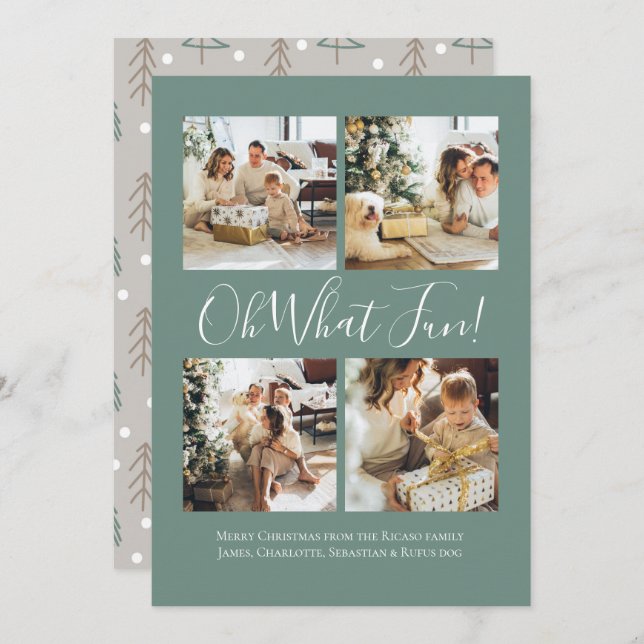 4 Photo oh What Fun Nordic Christmas Holiday Card (Front/Back)