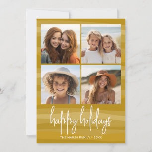 4 Photo Organic Gold Curves - Christmas Happy Holiday Card