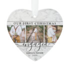 4 Photo Our First Christmas Engaged Faux Marble