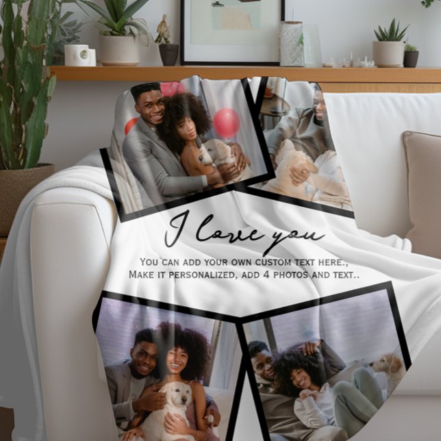 4 Photo Personalised and Text Template Fleece Blanket (4 Photo Personalized and Text Template Fleece Blanket by Ricaso. Available in other colors
)