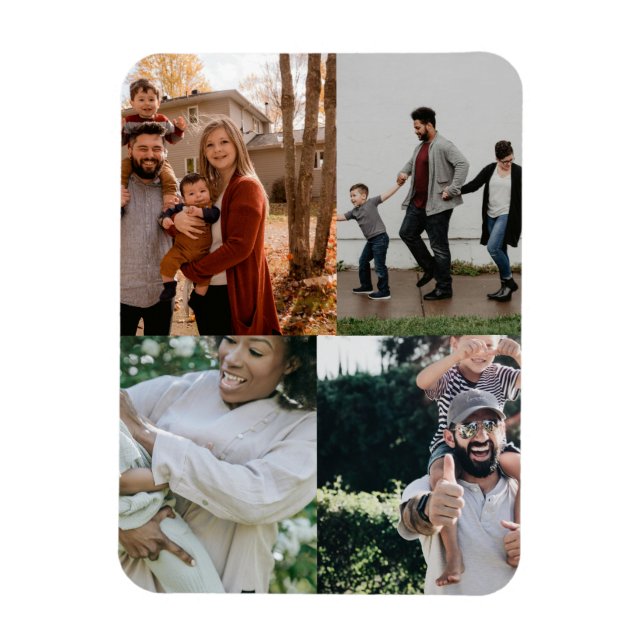  4 Photo Personalised Custom Collage Magnet (Vertical)
