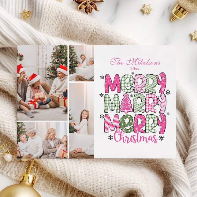 4 Photo Pink Green Merry Christmas Holiday (Creator Uploaded)