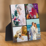 4 Photo Plaque With Stand Rounded Black Template<br><div class="desc">Personalised 4 photo template table plaque featuring 4 changeable photos,  a rounded black frame and a built in stand at rear. A great unique gift for the family.</div>