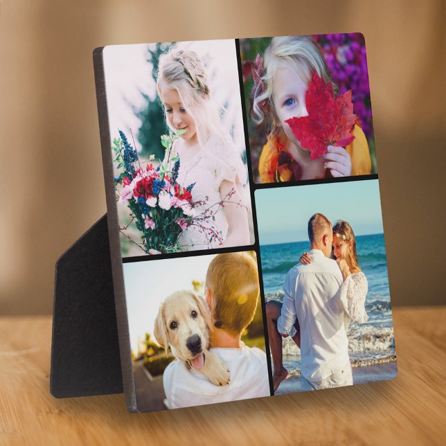 4 Photo Plaque With Stand Rounded Black Template (Creator Uploaded)