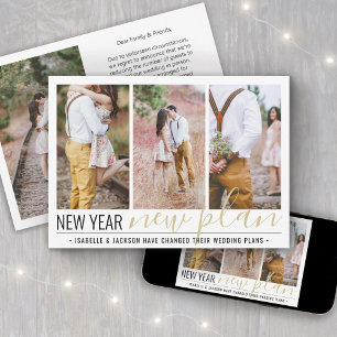 4 Photo Reduced Wedding New Years Change of Plans Holiday Card