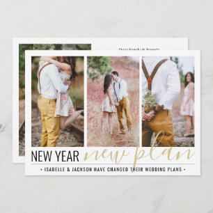 4 Photo Reduced Wedding New Years Change of Plans Holiday Card