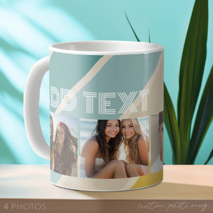 4 Photo Retro stripe pattern funky name Coffee Mug