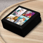 4 Photo Round Corners Black Gift Box<br><div class="desc">Personalised photo template jewellery or gift box featuring 4 changeable photos and round corners. A great unique gift for a loved one in the family.</div>