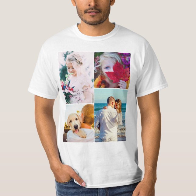 4 Photo Rounded Template T-Shirt (Front)