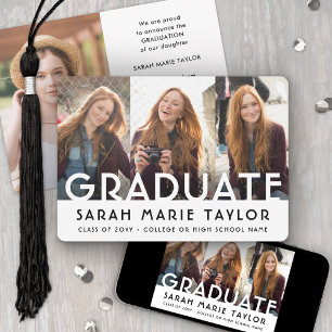 4 Photo Simple Modern Bold Typography Graduation Announcement