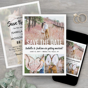4 Photo Simple Modern Minimal Typography Wedding Save The Date