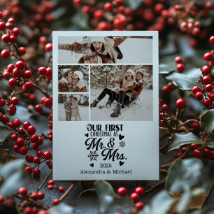 4 Photo Snowflakes Christmas Mr and Mrs Holiday Card