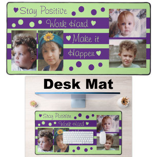 4 photo stay positive purple and green desk mat