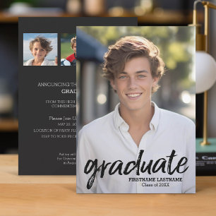 4 Photo Trendy Graduation Announce - vertical Invitation