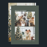 4 Photo Typewriter Minimalist Sage Green Christmas Holiday Card<br><div class="desc">Minimalist 4 Photo ( 3 photo collage on front,  1 photo on back) Typewriter Typography Merry Christmas Holiday Card in Sage Green</div>