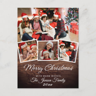 4 Photo Vintage Rustic Christmas Greeting Card