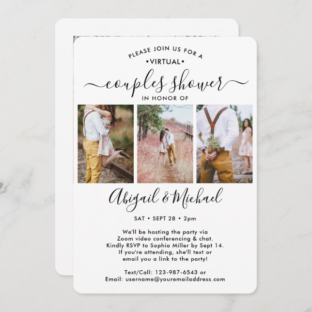 4 Photo Virtual Couples Bridal Shower by Mail Invitation (Front/Back)