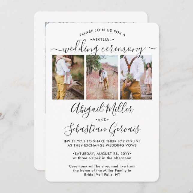 4 Photo Virtual Wedding Livestream Long Distance Invitation (Front/Back)