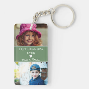 4 Photo We Love You Best Grandpa Ever Green Key Ring