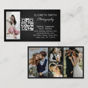 4 Photo Wedding Collage Photographer QR Code Business Card