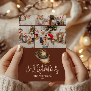 4 Photo Western Cowboy Hat Christmas Holiday Card