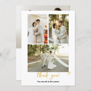 4 Photographs Personalised Wedding Thank You Card