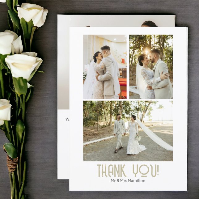 4 Photographs Personalised Wedding Thank You Card (4 Photographs Personalized Wedding Thank You Card from Ricaso Elegant,  sophisticate & simple design)
