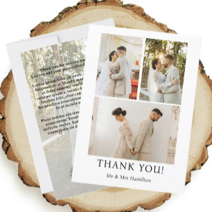 4 Photographs Personalised Wedding With Message  Thank You Card
