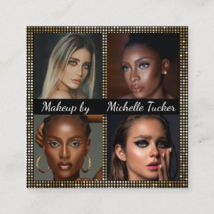 4 Photos Beauty Makeup Artist Beauty glam glitter Square Business Card