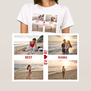4 Photos Best Mama Ever Heart Photo Collage Mum T-Shirt