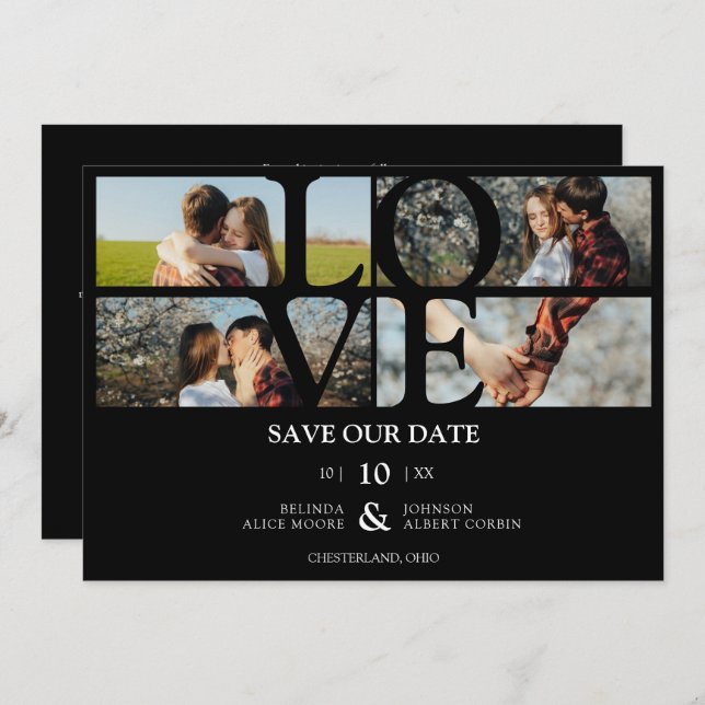 4 Photos Black Chic Trendy Collage Wedding Covid19 (Front/Back)