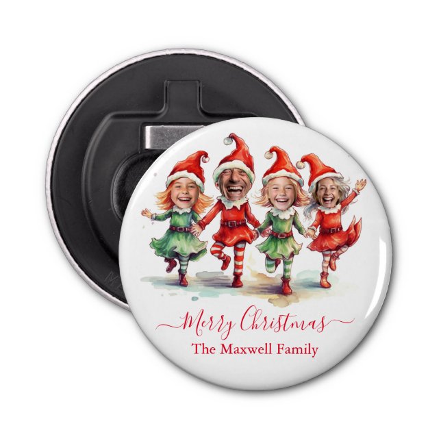 4 Photos Christmas elves  Bottle Opener (Front)