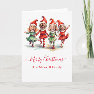 4 Photos Christmas elves Card