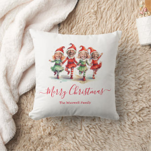 4 photos Christmas elves Cushion