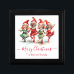 4 Photos Christmas elves Gift Box<br><div class="desc">Cute dancing Christmas elves gift box 4 photos. Personalise with photos and family name.</div>
