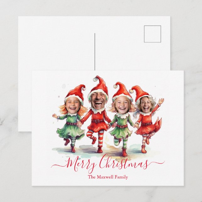 4 Photos Christmas elves  Holiday Postcard (Front/Back)